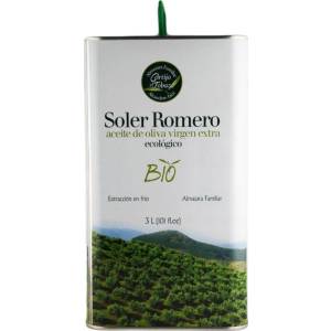 Aceite de oliva Ecológico, Soler Romero Bio. Variedad Picual, lata de 3 litros.