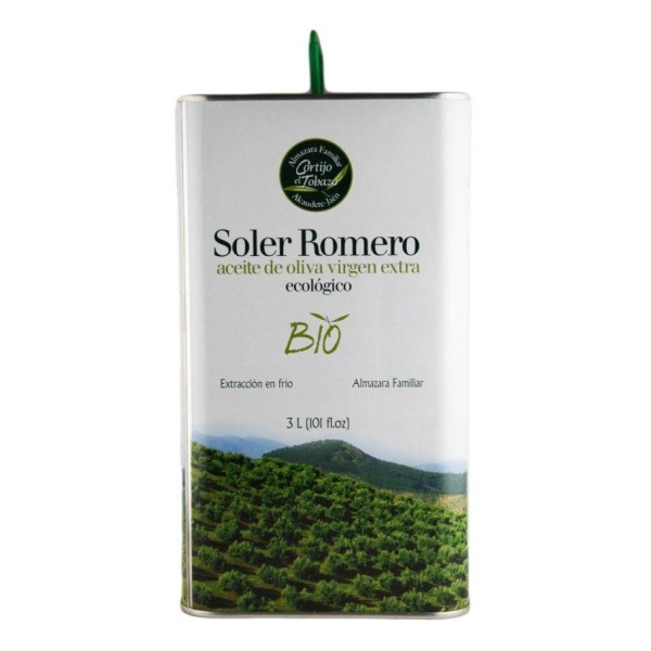 Aceite de oliva Ecológico, Soler Romero Bio. Variedad Picual, lata de 3 litros.