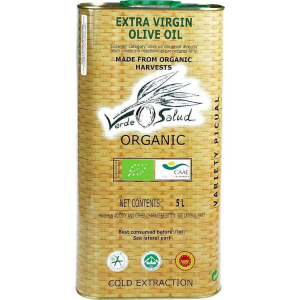 Verde Salud Ecológico. Aceite de oliva Picual. Lata 5 litro.