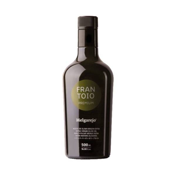 Aceite de oliva virgen extra Melgarejo preium, variedad frantoio. Botella de 500 ml.