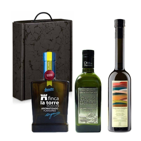 Estuche regalo de os tres mejores aceites de oliva ecológicos del mundo 2014-2015