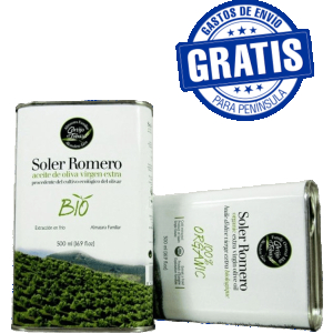 Aceite Ecológico, Soler Romero Bio. Variedad Picual. Caja 12 latas de 500ml. cada una.