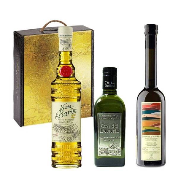 Estuche regalo de los tres mejores aceites de oliva del mundo.