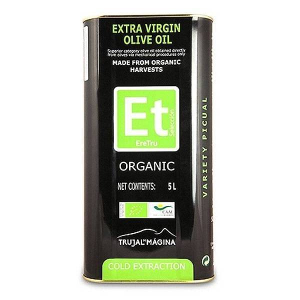 Eretru. Aceite de oliva Ecológico. 3 Latas de 5 Litros