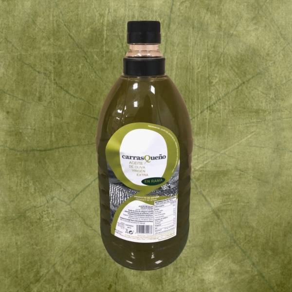 Aceeite de oliva virgen extra Carrasqueño, sin filtrar. Envase de 2 litros.