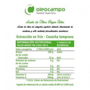 Oleocampo Ecológico. Caja de cuatro latas de 2,5 litros.