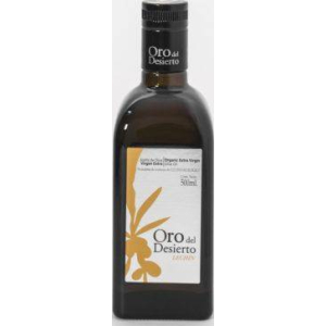 Oro del Desierto. Aceite de oliva Ecológico. 500 ml. Caja de 12 uds.