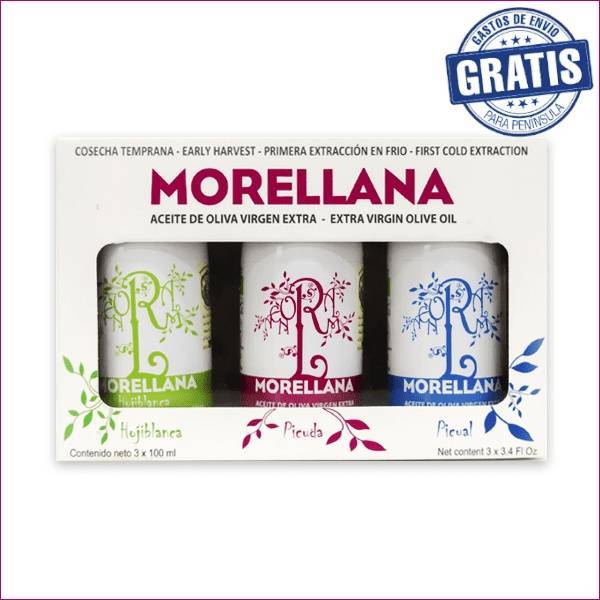 Estuche Morellana 3 variedades x 100 ml. Caja de 8 estuches.