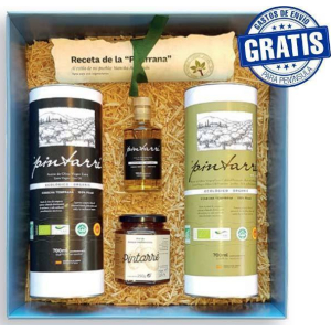 Pintarré. Caja con 2 unidades de: 2 estuches 700 ml + botella 100 ml + tarro de miel 250g + receta pipirrana.