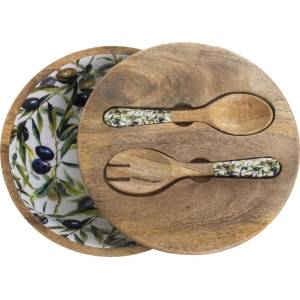 Cuenco Aceitunas Grande con Cubierto | Diseño Gourmet Madera y Resina